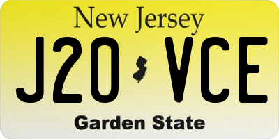 NJ license plate J20VCE