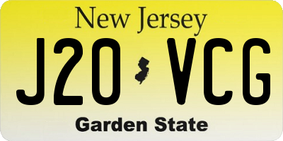NJ license plate J20VCG