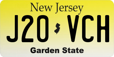 NJ license plate J20VCH
