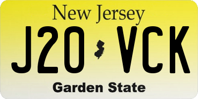 NJ license plate J20VCK