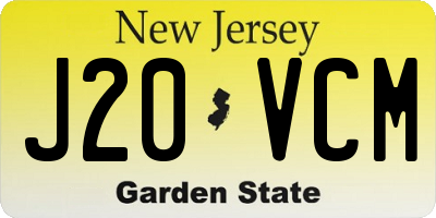 NJ license plate J20VCM