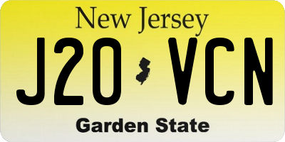 NJ license plate J20VCN