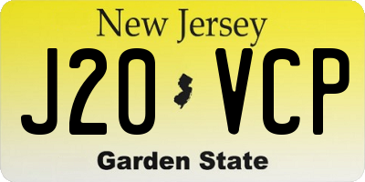 NJ license plate J20VCP