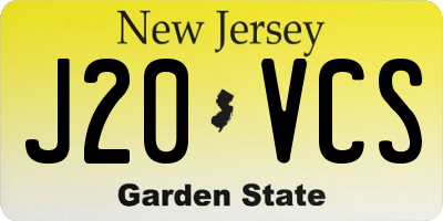 NJ license plate J20VCS