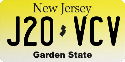 NJ license plate J20VCV