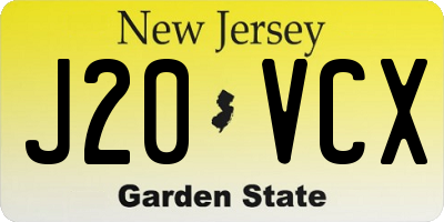 NJ license plate J20VCX