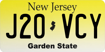 NJ license plate J20VCY