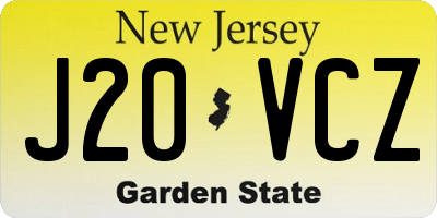 NJ license plate J20VCZ