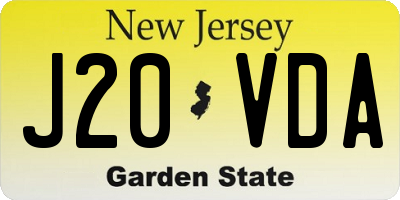 NJ license plate J20VDA