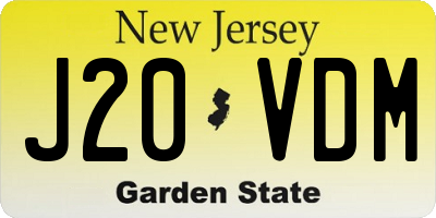 NJ license plate J20VDM