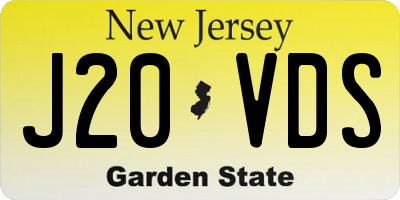 NJ license plate J20VDS