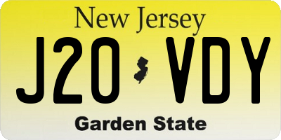 NJ license plate J20VDY
