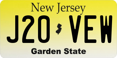 NJ license plate J20VEW