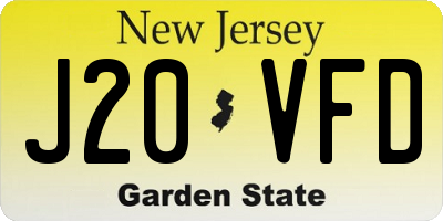 NJ license plate J20VFD