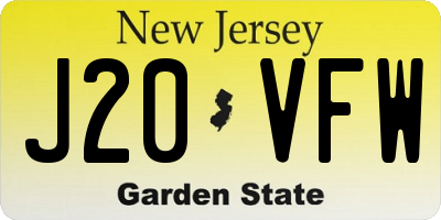 NJ license plate J20VFW