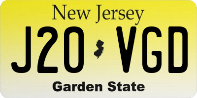 NJ license plate J20VGD