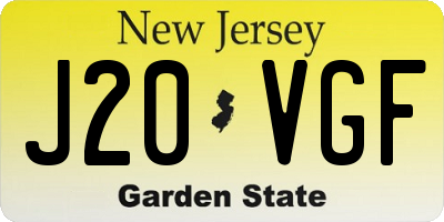 NJ license plate J20VGF