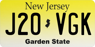 NJ license plate J20VGK