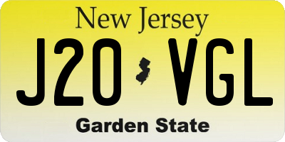 NJ license plate J20VGL