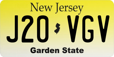 NJ license plate J20VGV