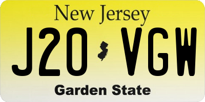 NJ license plate J20VGW