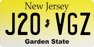 NJ license plate J20VGZ