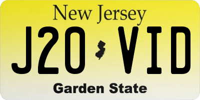 NJ license plate J20VID