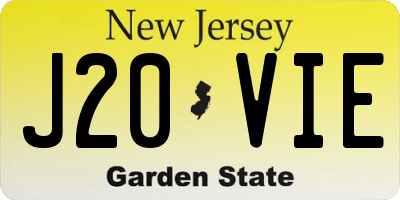 NJ license plate J20VIE