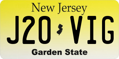 NJ license plate J20VIG
