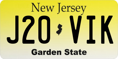NJ license plate J20VIK