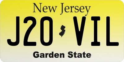 NJ license plate J20VIL