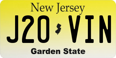 NJ license plate J20VIN