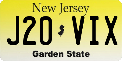 NJ license plate J20VIX
