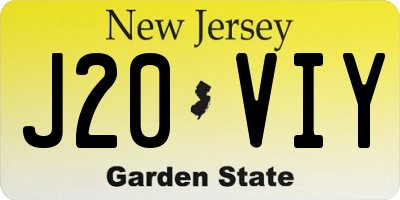 NJ license plate J20VIY