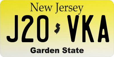 NJ license plate J20VKA