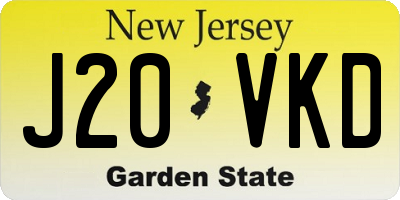 NJ license plate J20VKD