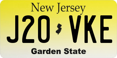 NJ license plate J20VKE