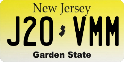 NJ license plate J20VMM