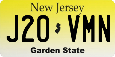 NJ license plate J20VMN