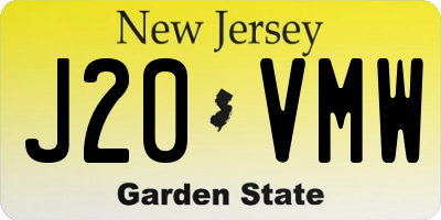 NJ license plate J20VMW