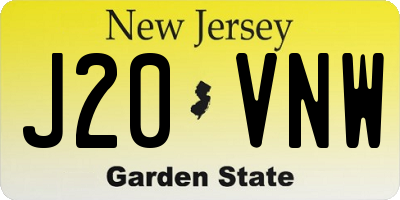NJ license plate J20VNW