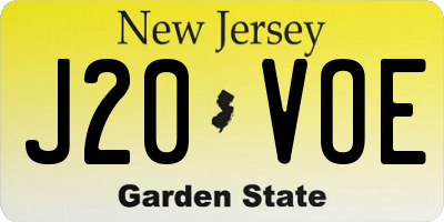 NJ license plate J20VOE