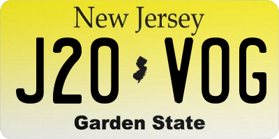 NJ license plate J20VOG