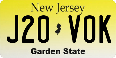 NJ license plate J20VOK