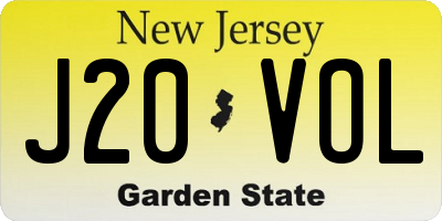 NJ license plate J20VOL