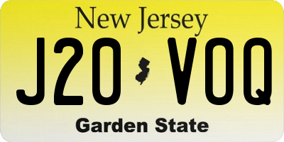 NJ license plate J20VOQ