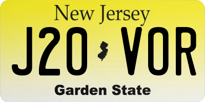 NJ license plate J20VOR