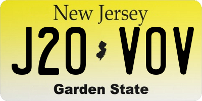 NJ license plate J20VOV