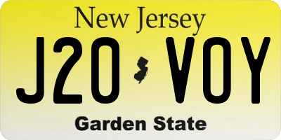 NJ license plate J20VOY