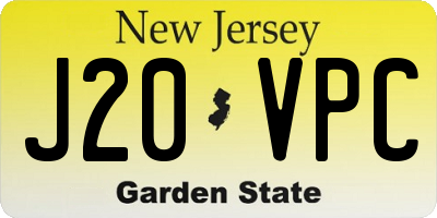 NJ license plate J20VPC